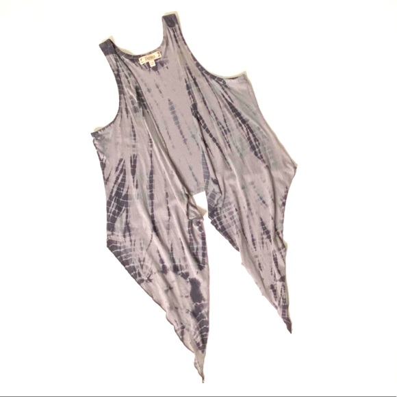 Decree Long Flowy Open Waterfall Vest Tye Dye